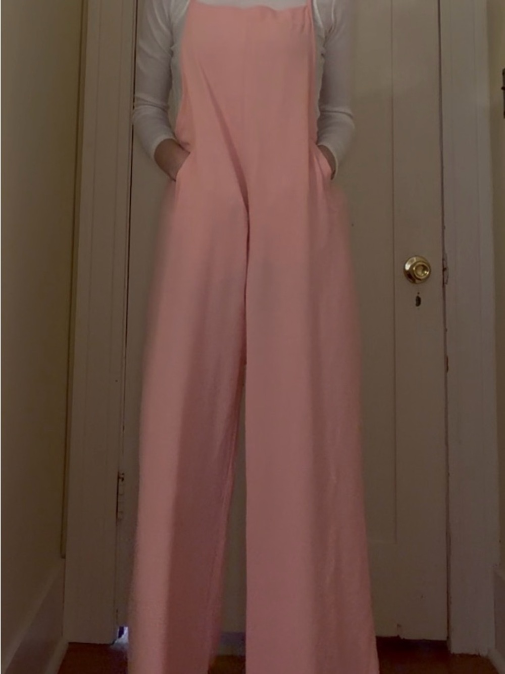 Wide-Leg Pink Jumpsuit with Pockets